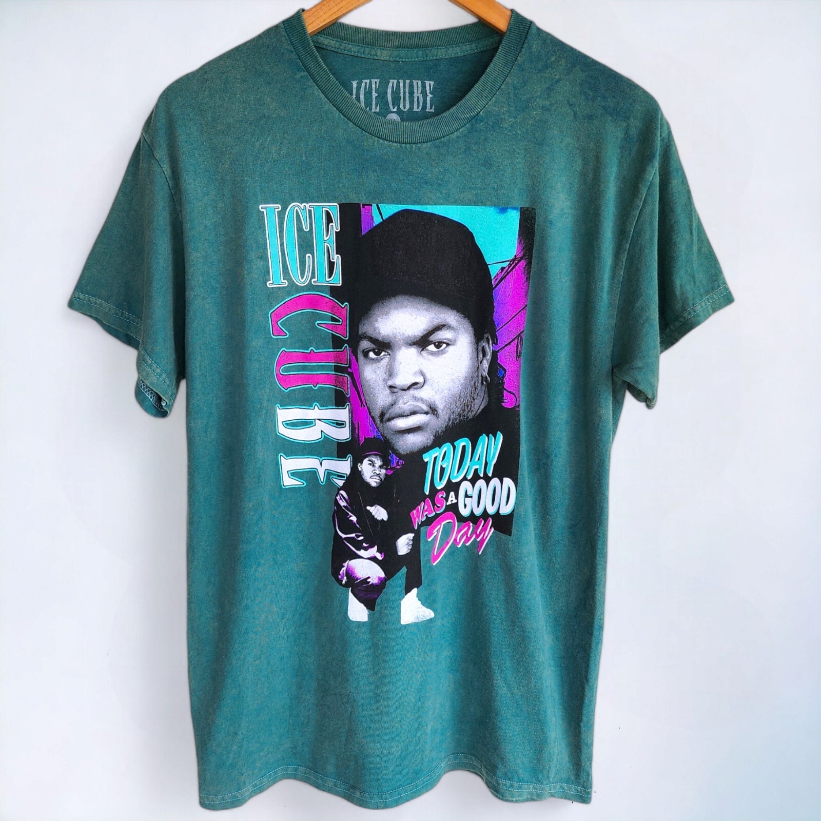 Ice Cube Mineral Wash It Was a Good Day Green Tee Retro Graphic Mens Medium M