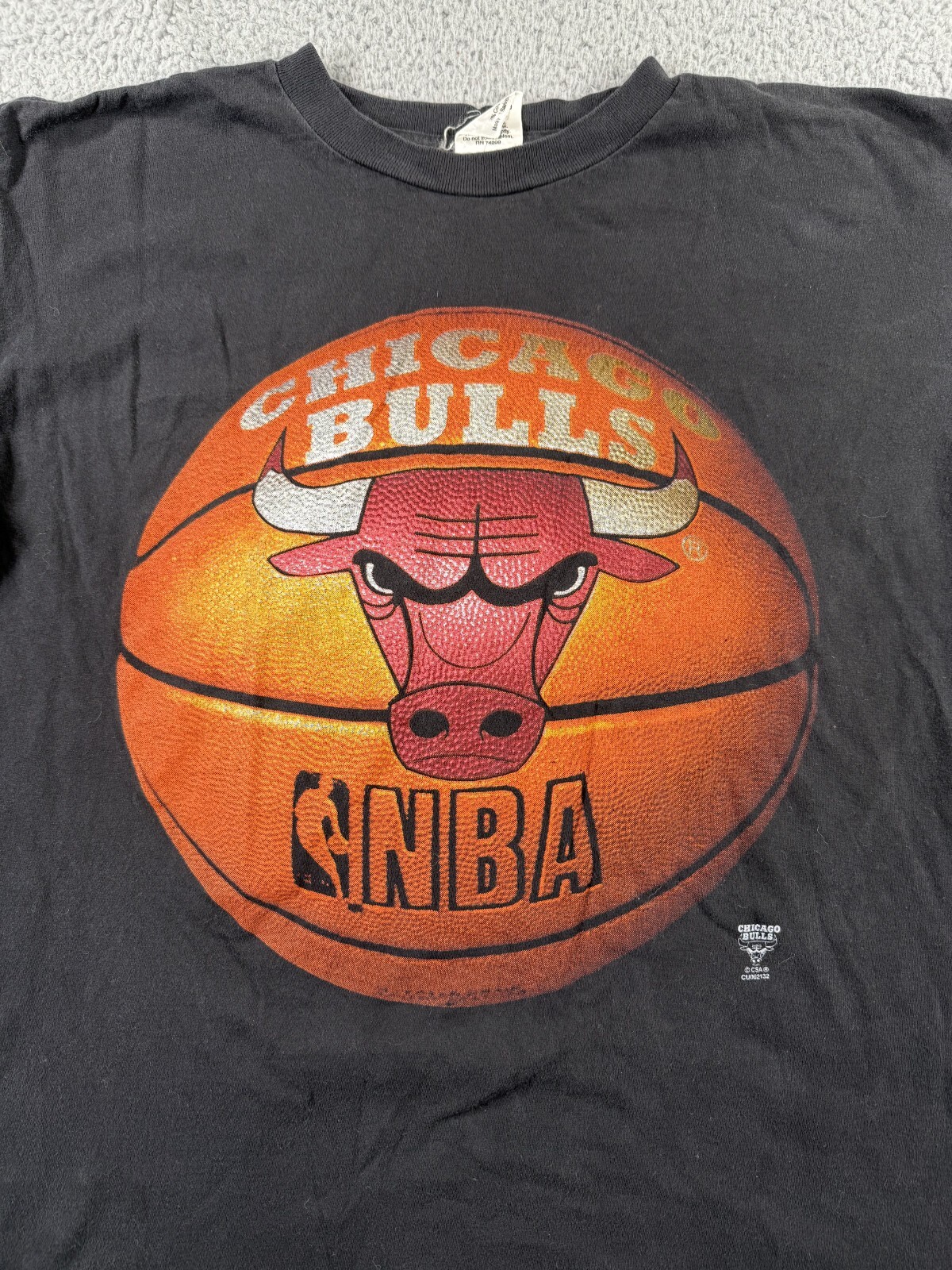 Vintage Chicago Bulls 90s T Shirt Mens XL Black Faded Graphic Short Sleeve Logo
