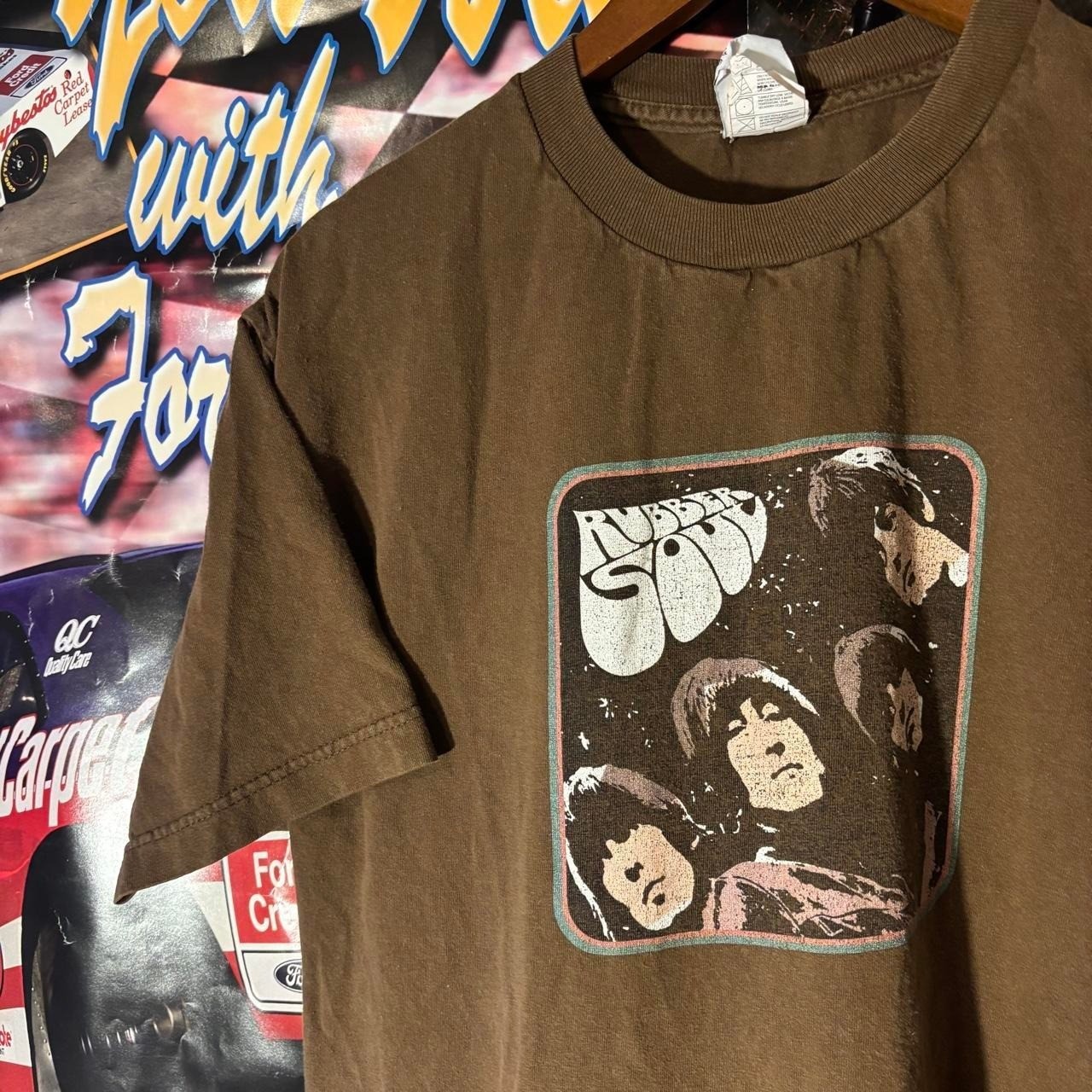 Vintage Rubber Soul Beatles Band T-Shirt Brown Rock Band Graphic Tee Size Large