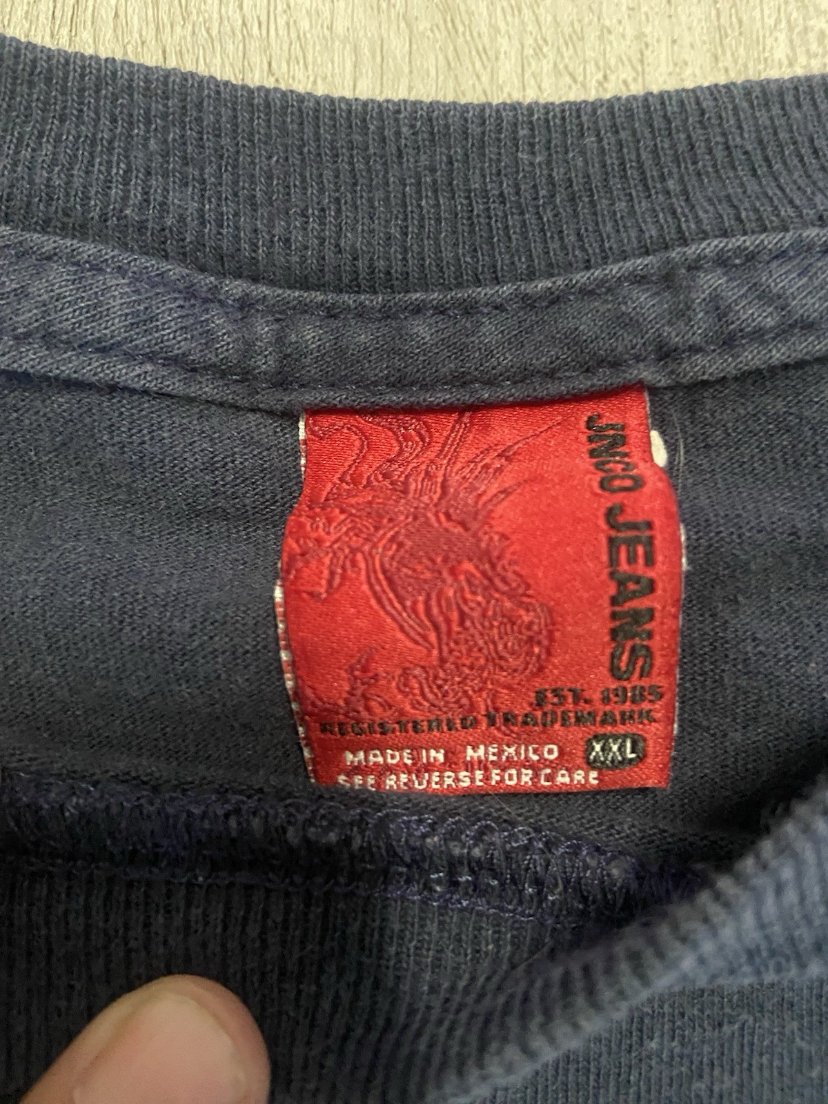 Vintage Y2K JNCO Jeans Blue Dragon Graphic T-Shirt XXL USA Distressed