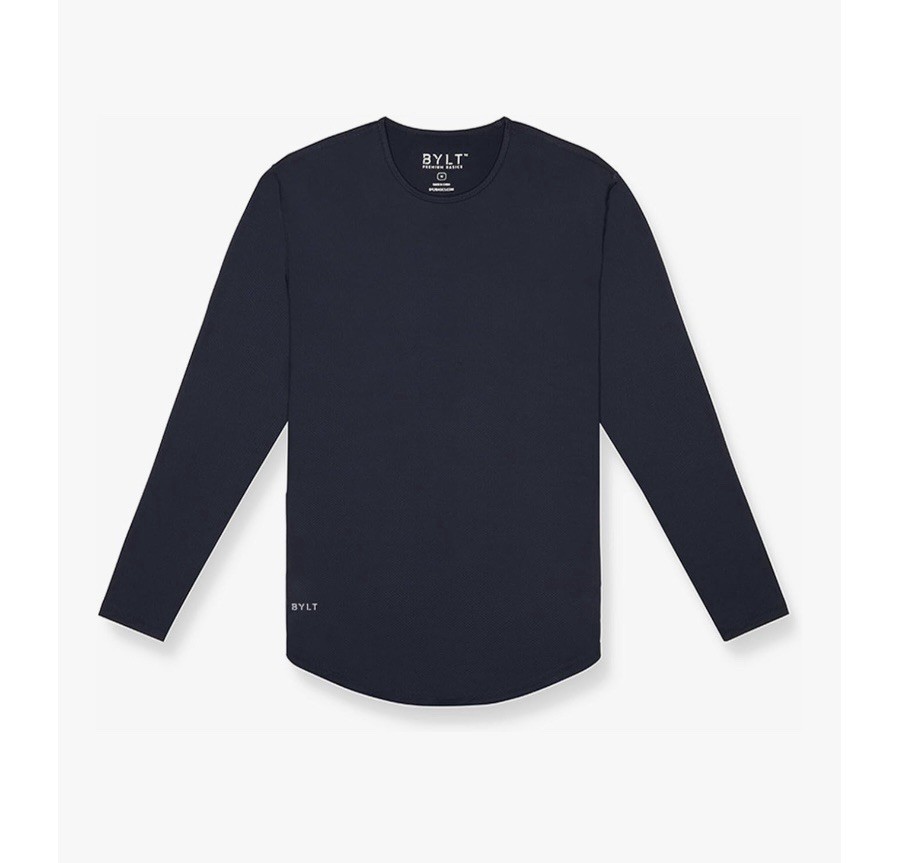 BLYT Performance Drop-Cut Long Sleeve Men&rsquo;s Large Shirt Tapered Fit Active Navy