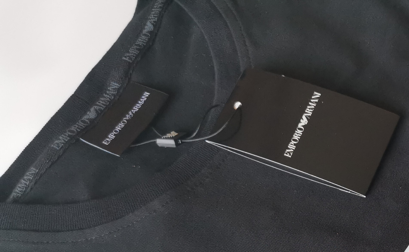 Emporio Armani Black Men&rsquo;s T-Shirt Round Neck, size M*L*XL*XXL ,Glossy logo