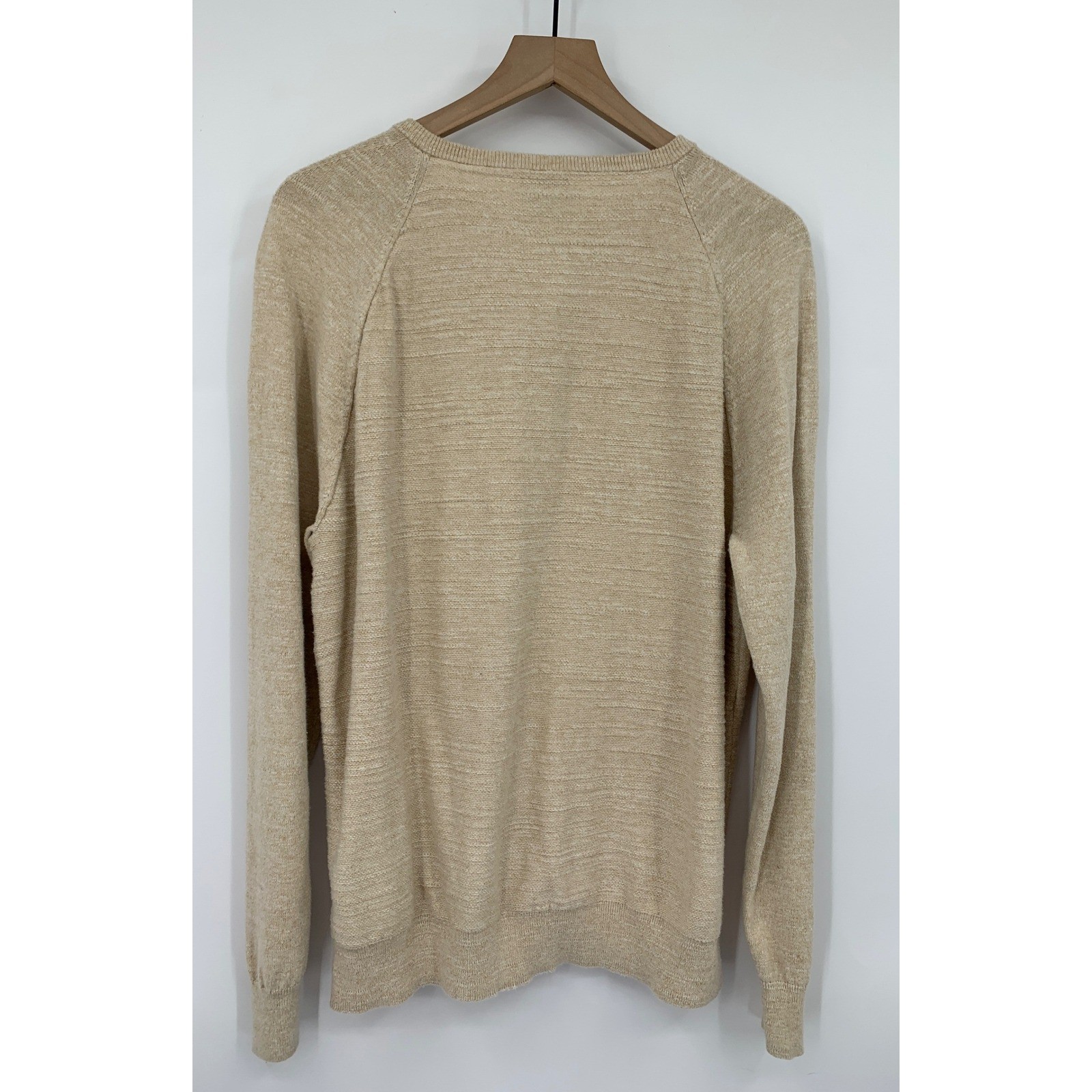 J Crew Shirt Mens Large Tan Textured Henly 100% Cotton Neutral Casual
