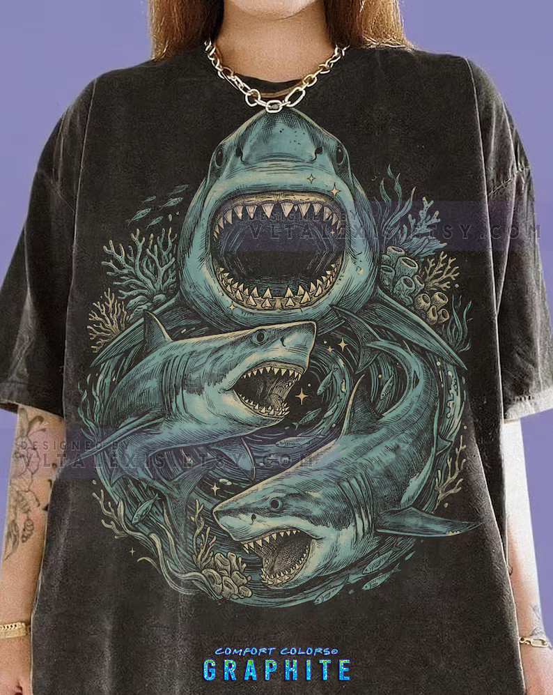 Great White Shark Ocean Predator Marine Aquatic Animal Comfort Tee