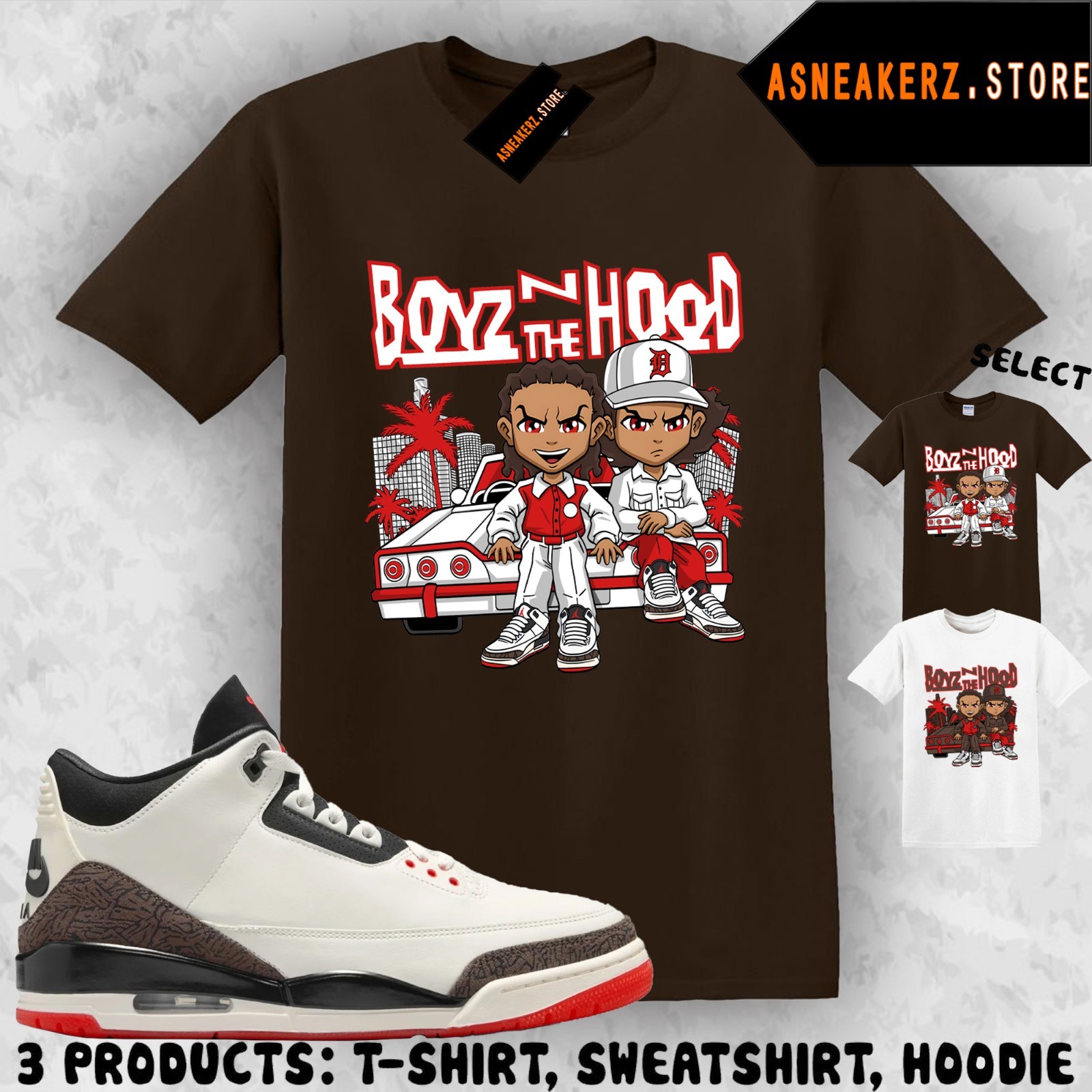 Tee Shirt Matching AJ 3 World&rsquo;s Best Dad 2026 Match Sneaker The Boondocks Boyz