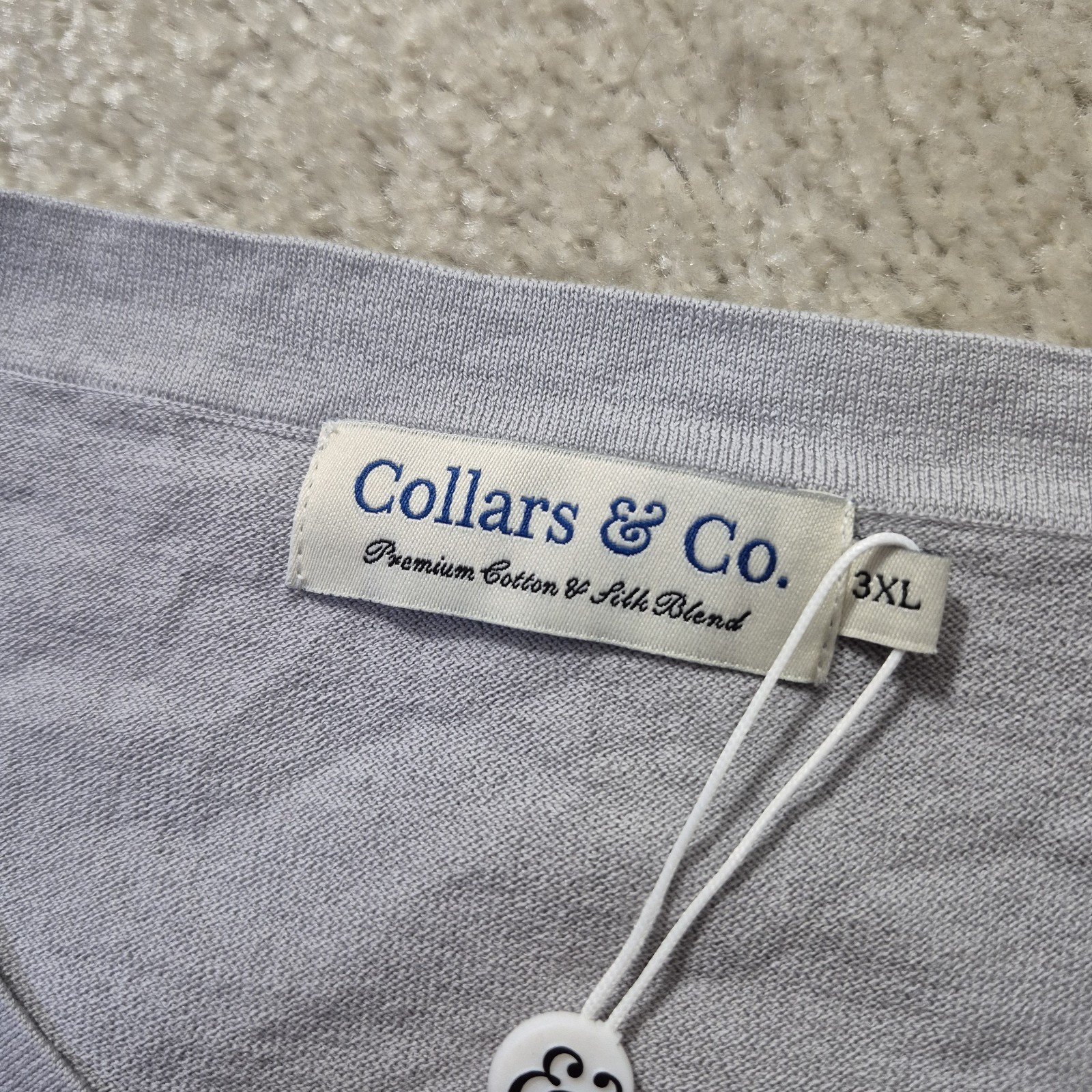Collars & Co Cotton Silk T Shirt Mens 3XL Gray Comfort Knit Stretch Luxury Beach