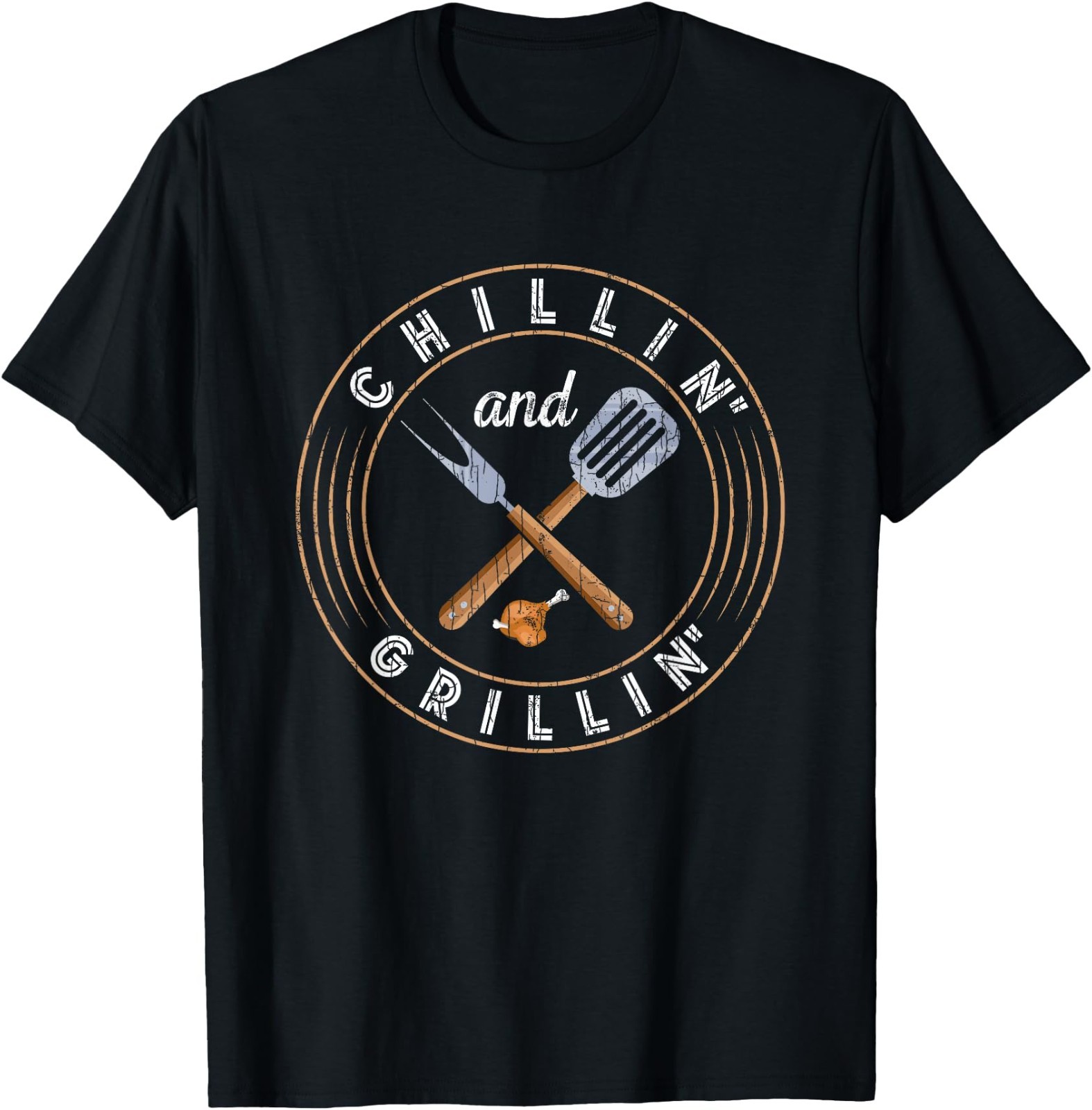 Chillin and Grillin Funny Barbeque Grilled BBQ Lover Graphic T-Shirt