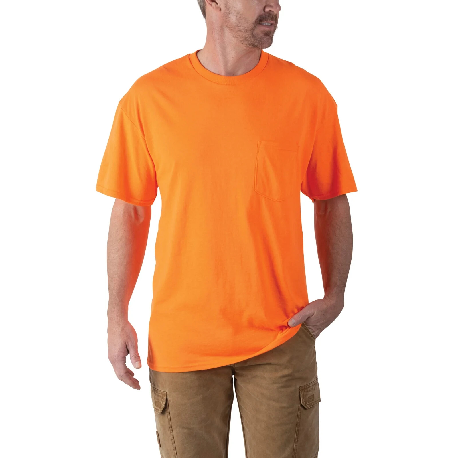 Walls Short Sleeve Working Man&rsquo;s Pocket Tees MEDIUM Hi Visible Orange 2 Pack New
