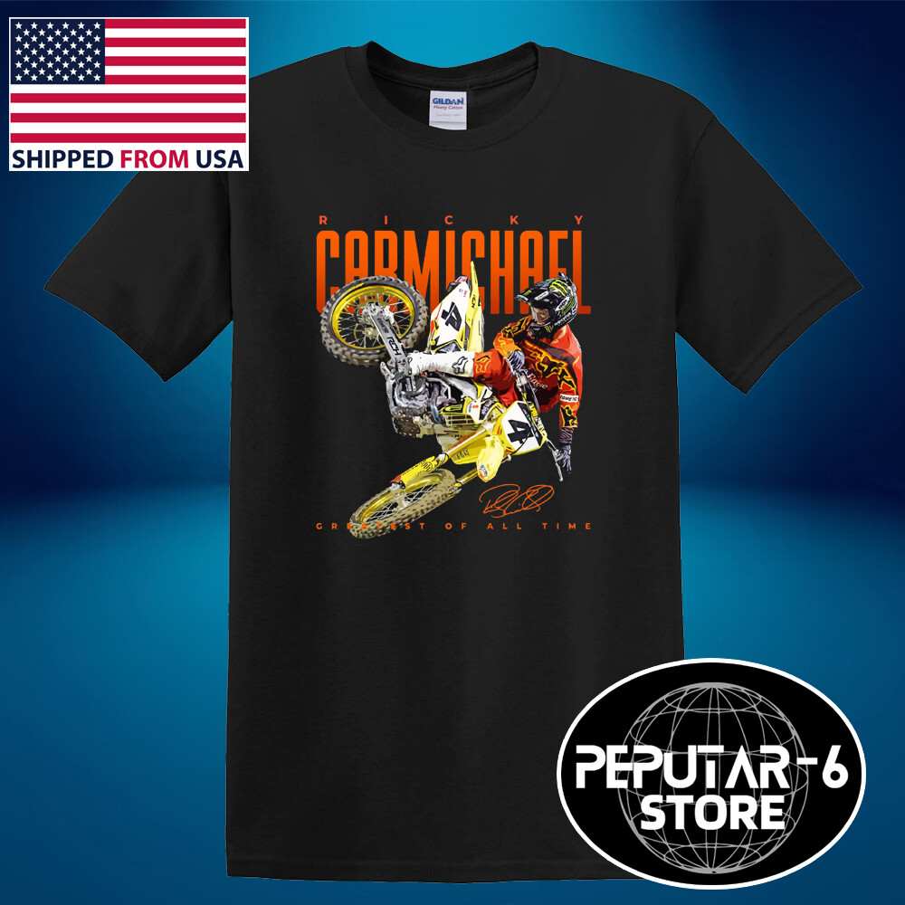 Ricky Carmichael Motocross Rider Legend Men&rsquo;s Black T-Shirt Size S-3XL