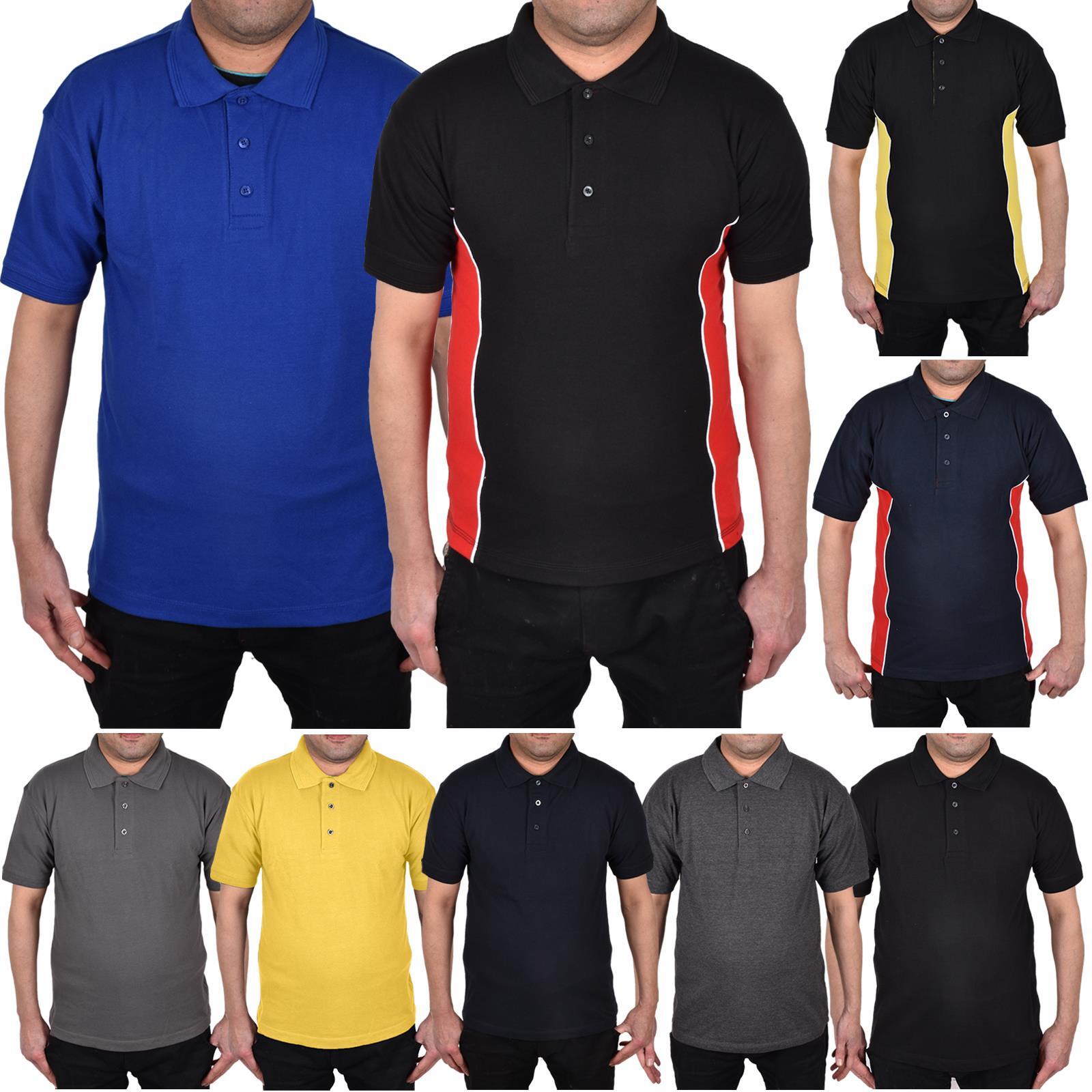 Mens Polo Shirt Heavy Work T Shirts Short Sleeve Two Tone Tee Sizes S-6XL