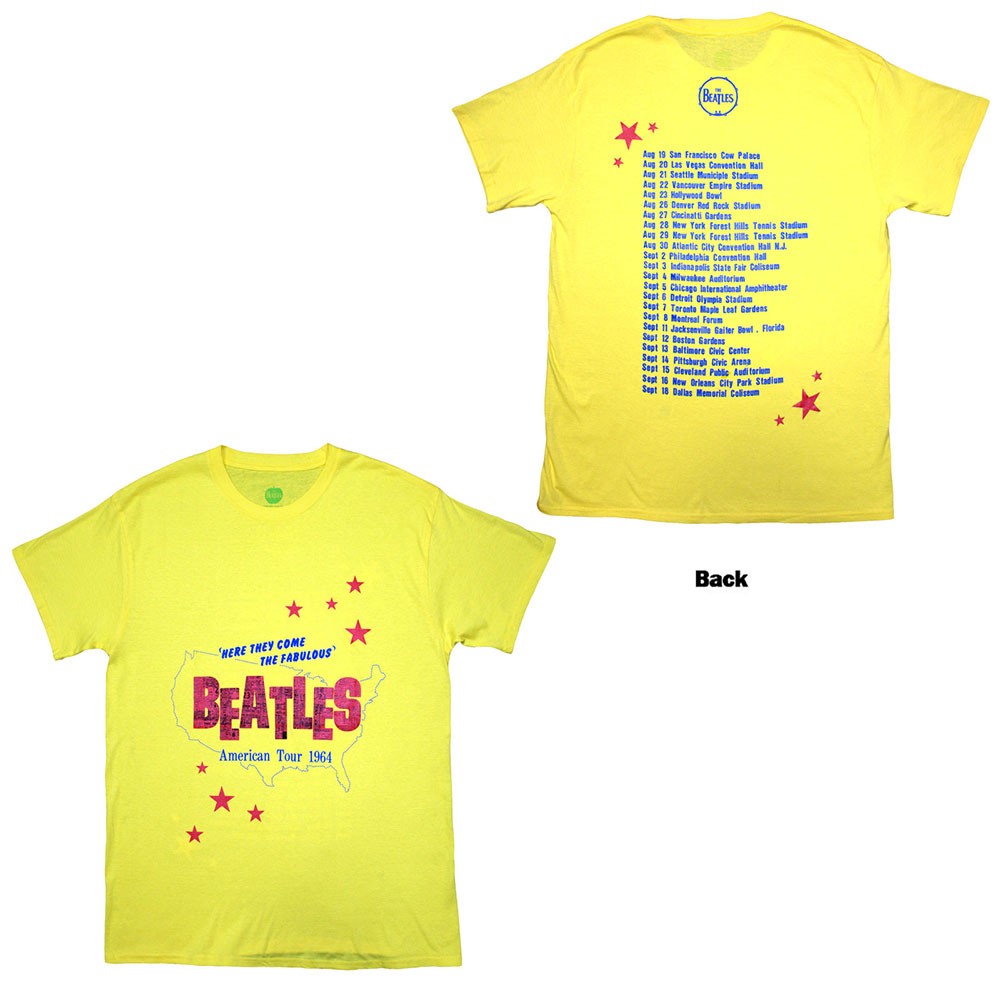 The Beatles American Tour &rsquo;64 T-Shirt Yellow New
