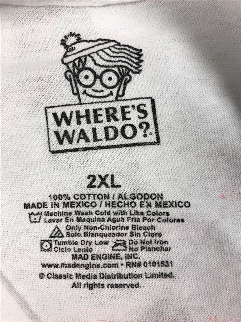 New Where&rsquo;s Waldo Mens Adult Unisex S-M-L-XL-2XL Striped Cosplay Costume Shirt