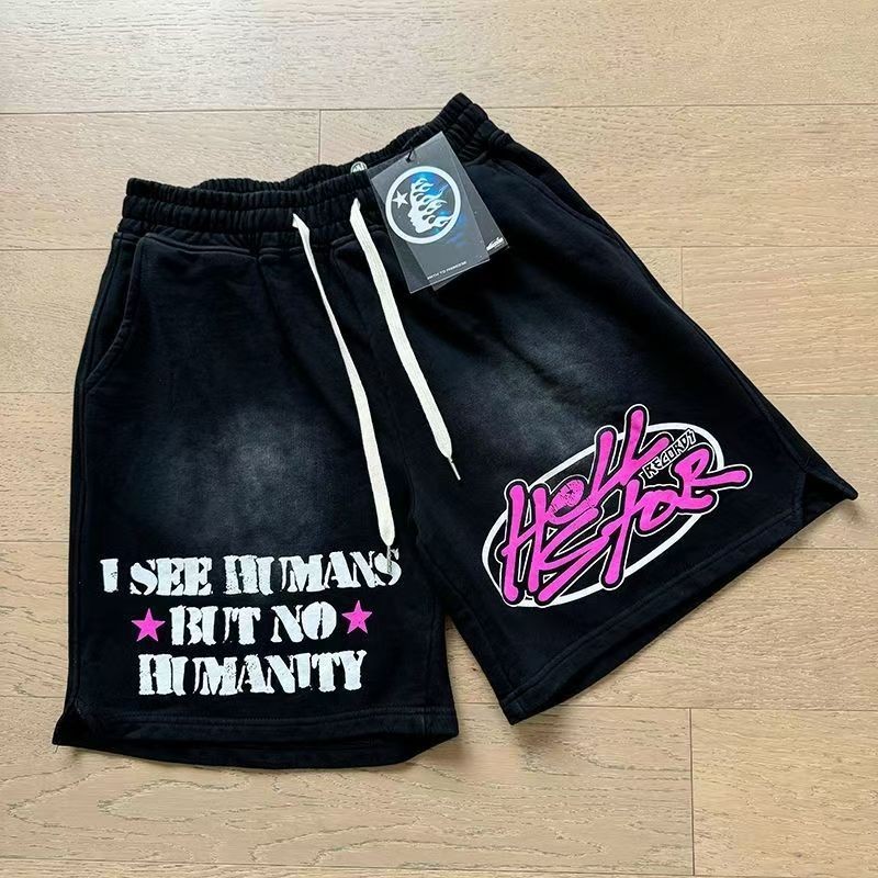 Hellstar loose retro short sleeved T-shirt and pure cotton shorts set