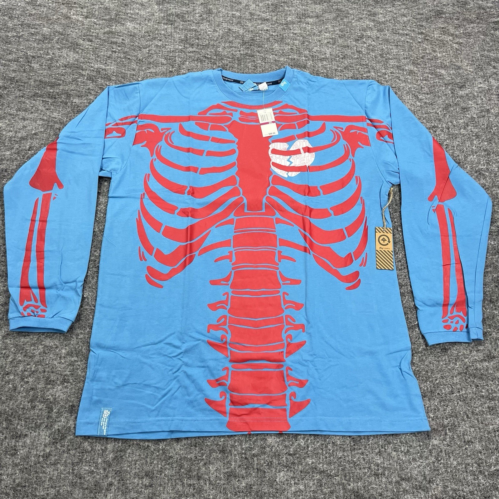 LRG Dead Serious Shirt Mens 2XL Blue Skeleton Lifted Research Group Kanye Glow