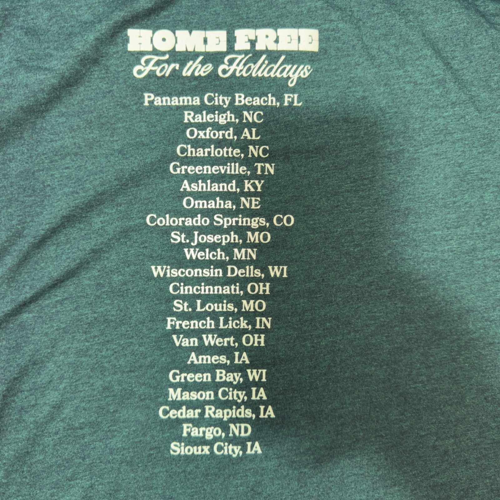 Home Free Graphic T-Shirt Unisex XL Green Excellent For the Holidays Band Tee