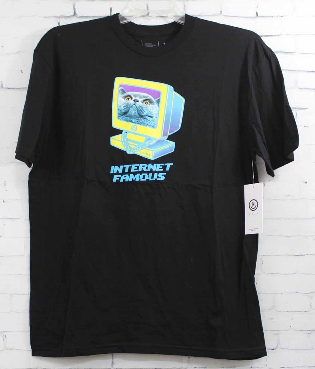 Neff Internet Famous Cotton Short Sleeve Tee T-Shirt, Men&rsquo;s Large Black New