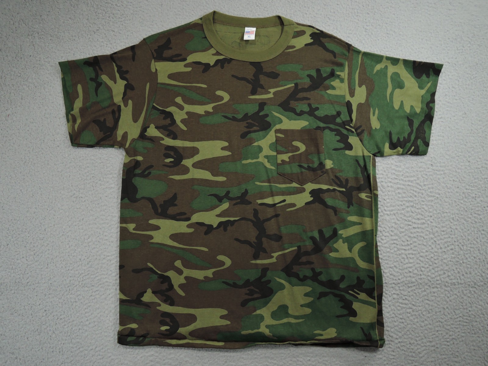 VINTAGE Military Woodland Camo Shirt XL Crafted With Pride USA Single Stitch