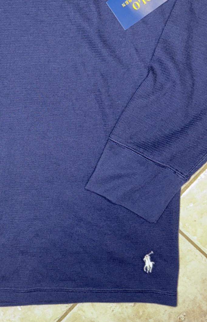 Polo Ralph Lauren Crew Neck Waffle Knit Sleep Shirt Mens XLT Navy w/ Pony NWT