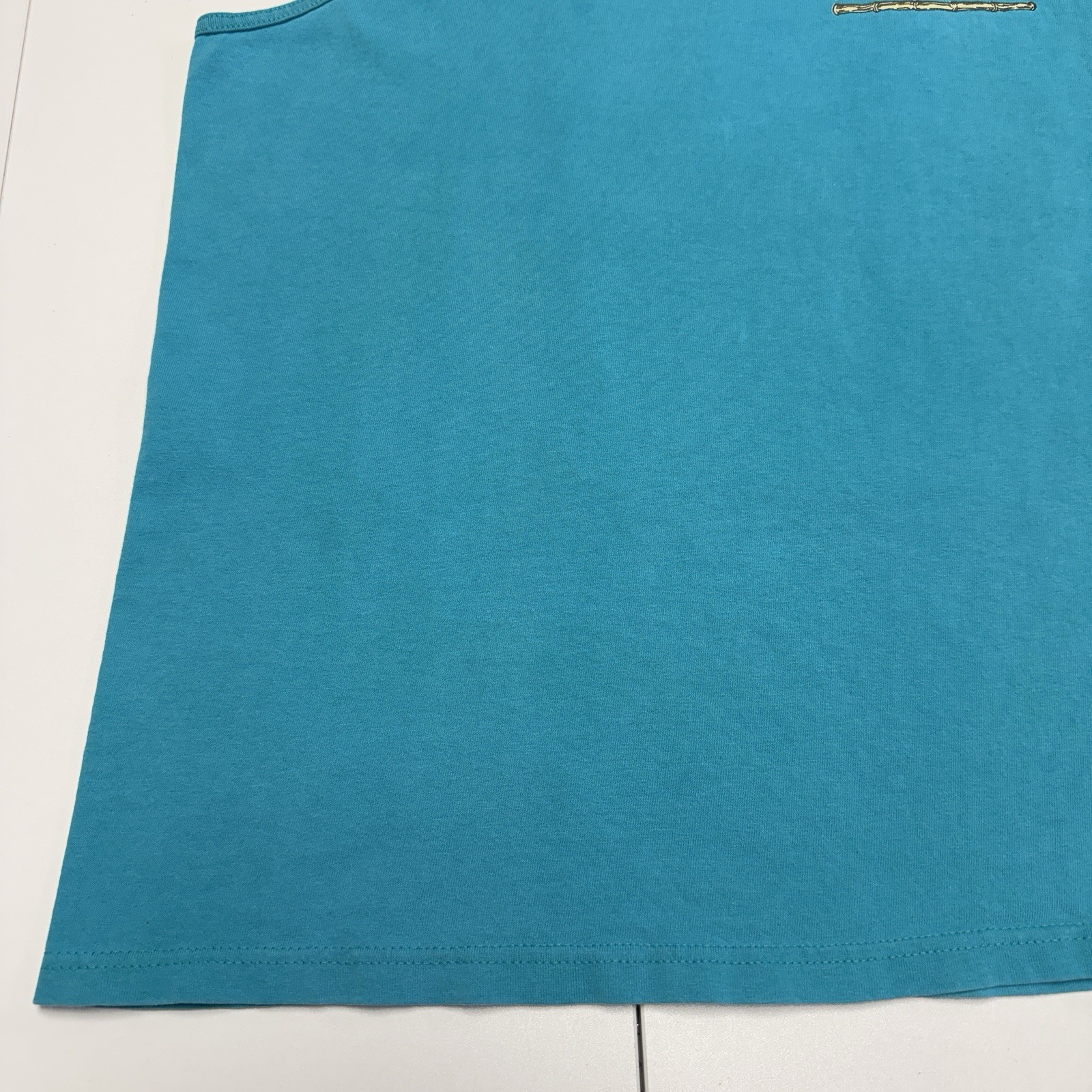 Vintage 90s Over the Line Championship Tank Top Shirt Mens XL Teal Blue