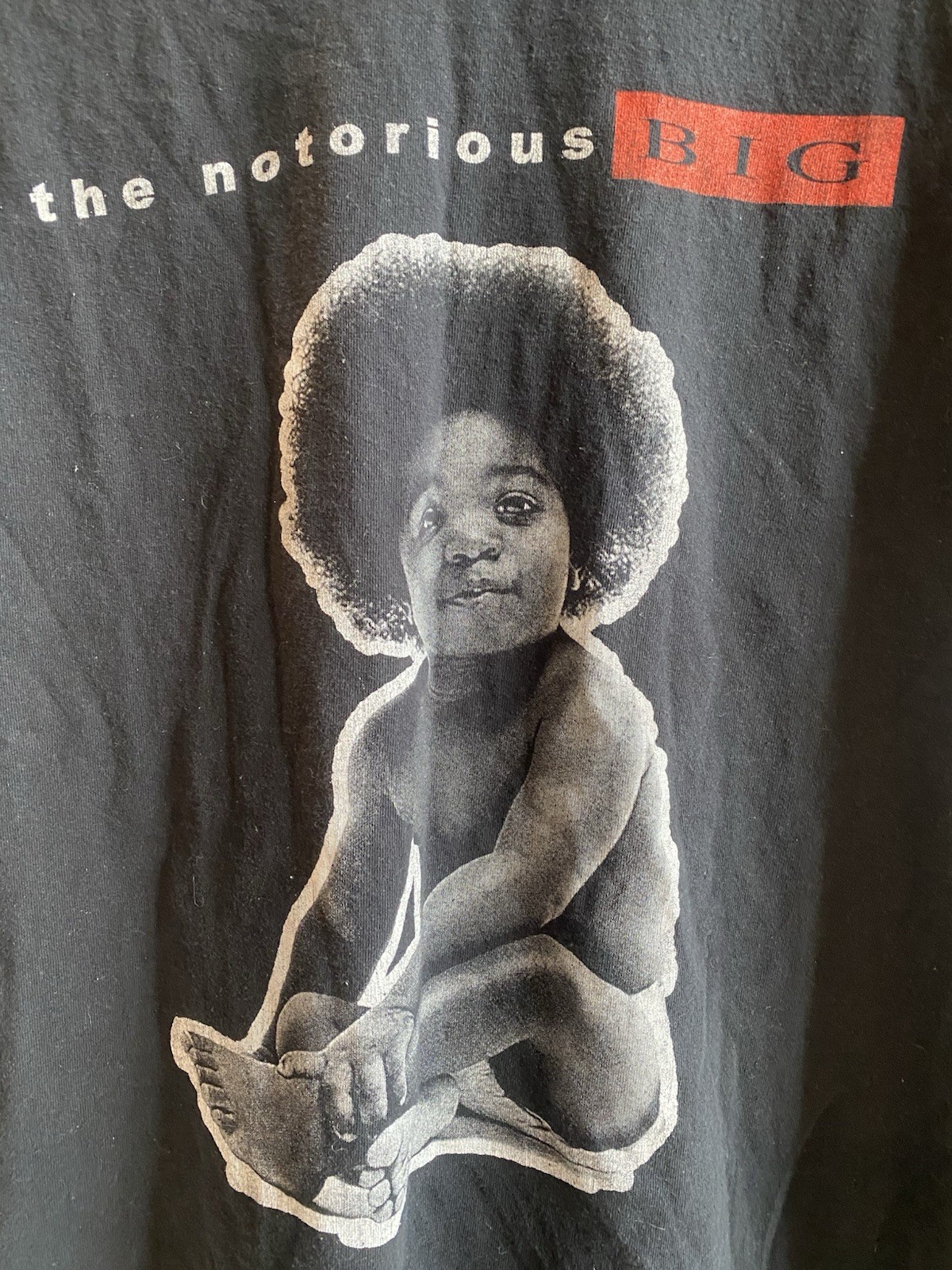 Notorious B.I.G. Ready To Die Rap Tee Baby Graphic T Shirt Black Faded L Y2k