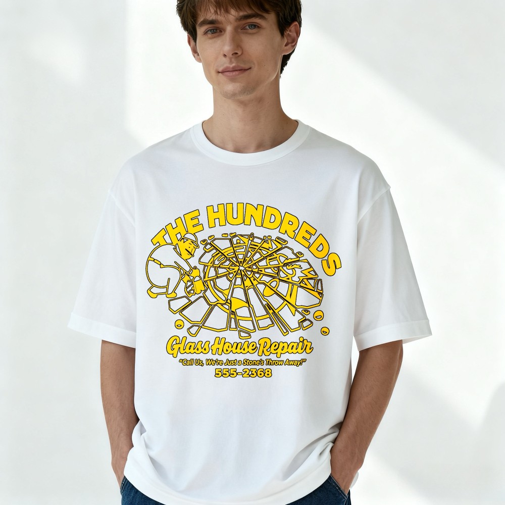 The Hundreds Broken Window Print T-Shirt Retro Workwear Casual Tee for men women