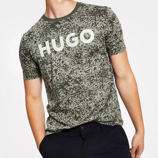 NWT HUGO BOSS 100% Cotton Crew Neck Contrast Trim T-Shirt Dark Green L (Large)