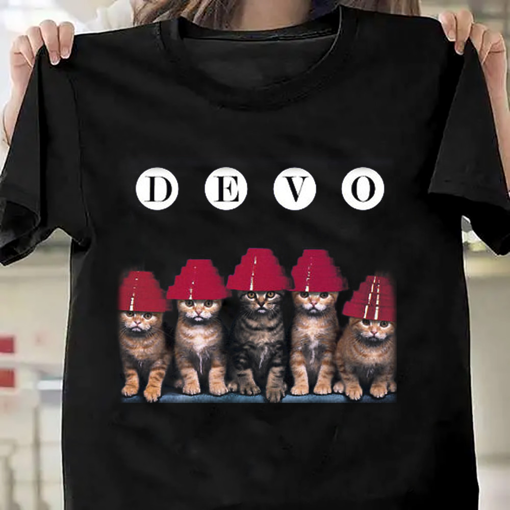 Funny Cat DEVO Band Gift For Fan Black All Size Shirt KC806