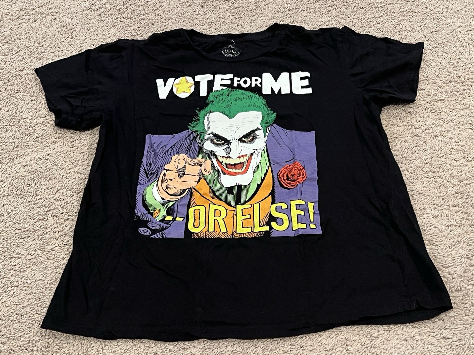 DC Comics Originals Joker Vote For Me Or Else Black T-shirt Large Batman