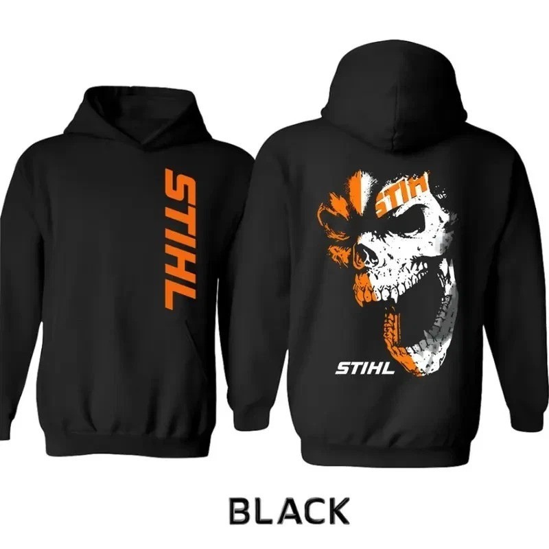 Retro Stihl Skull Hoodie, Fleece Lined Tactical, Classic