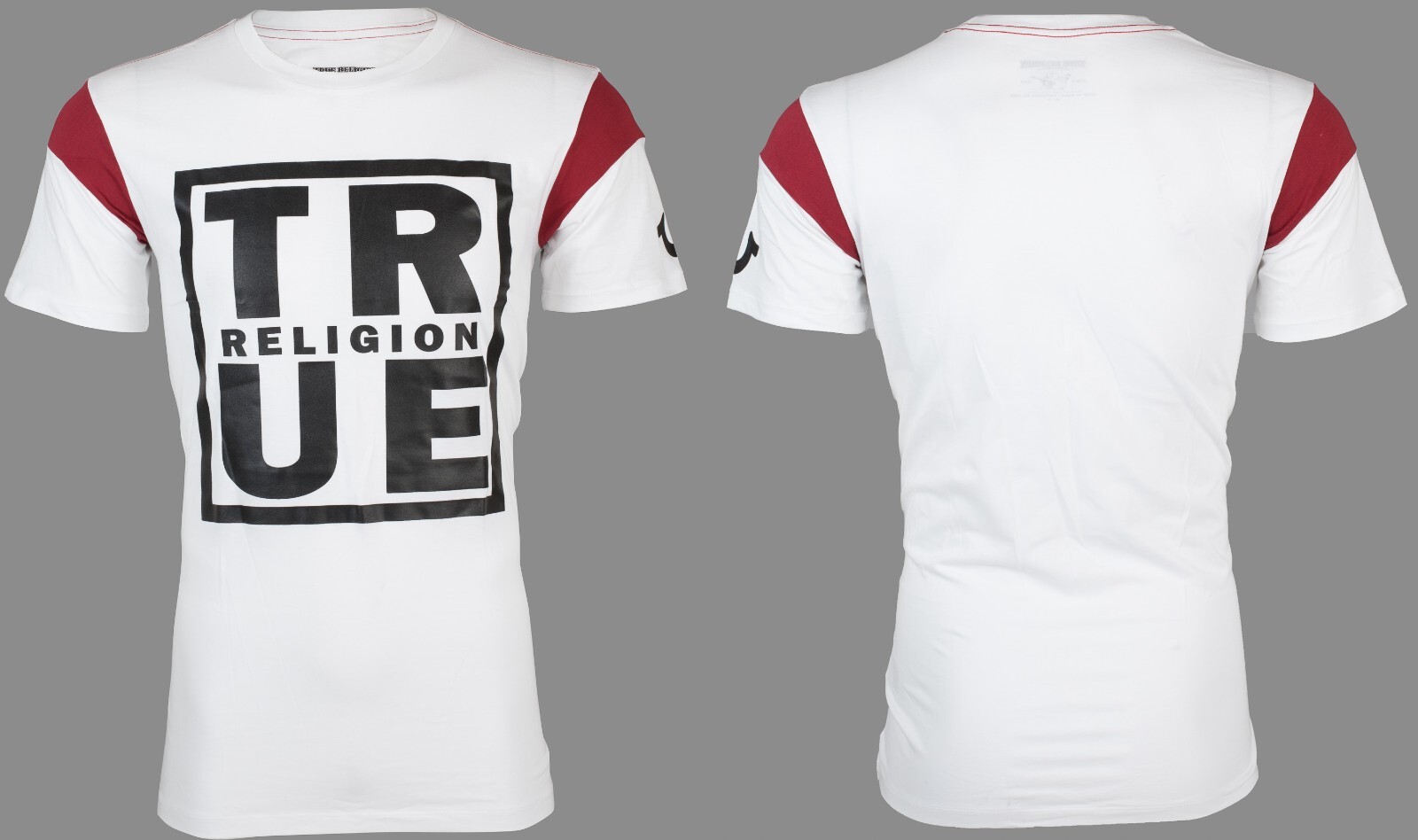 $79 TRUE RELIGION White SQUARE FOOTBALL Short Sleeve Designer Graphic T-shirt