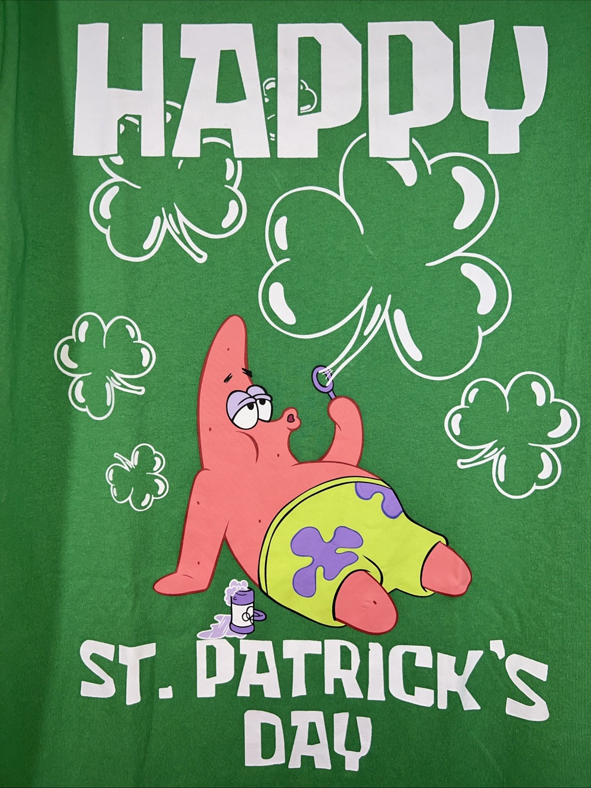 Mens Nickelodeon Patrick Star , St Patrick&rsquo;s Day T-Shirt. Green. SZ XL