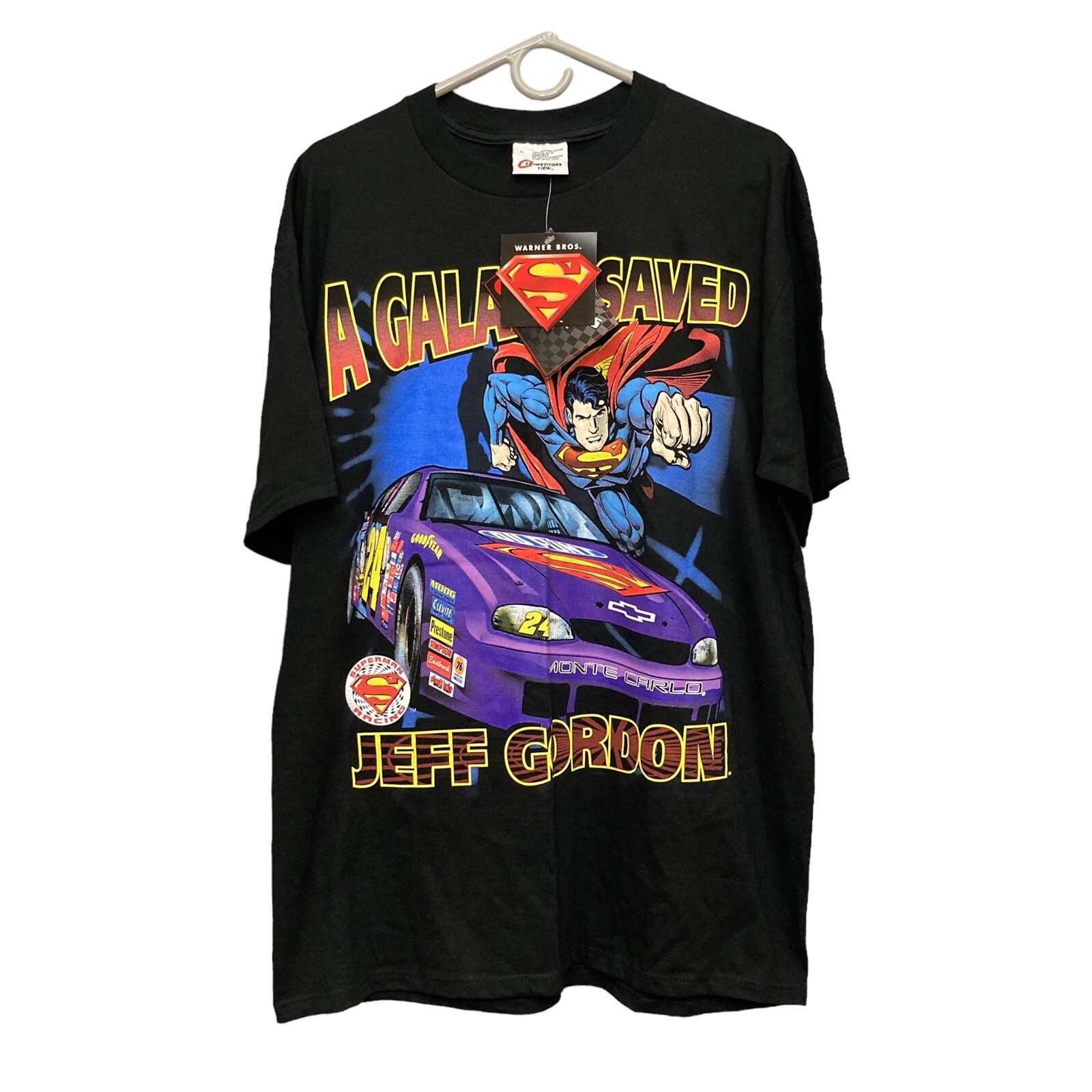 VTG 1999 Jeff Gordon 24 NASCAR Superman Racing A Galaxy Saved T-Shirt L NWT