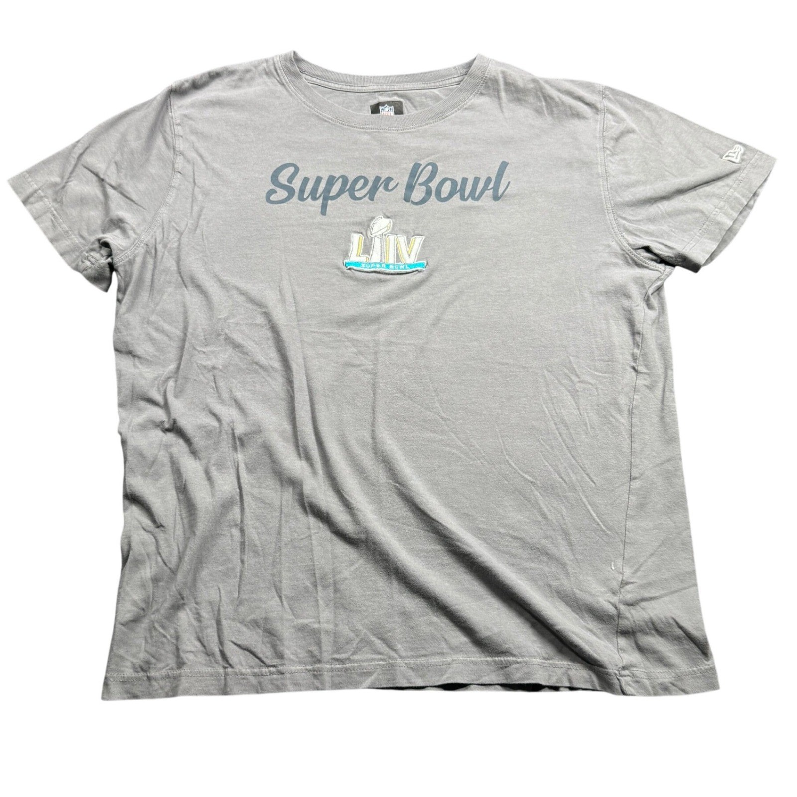 NFL Team Apparel New Era Super Bowl LIV T Shirt Mens L Gray Football Graphic