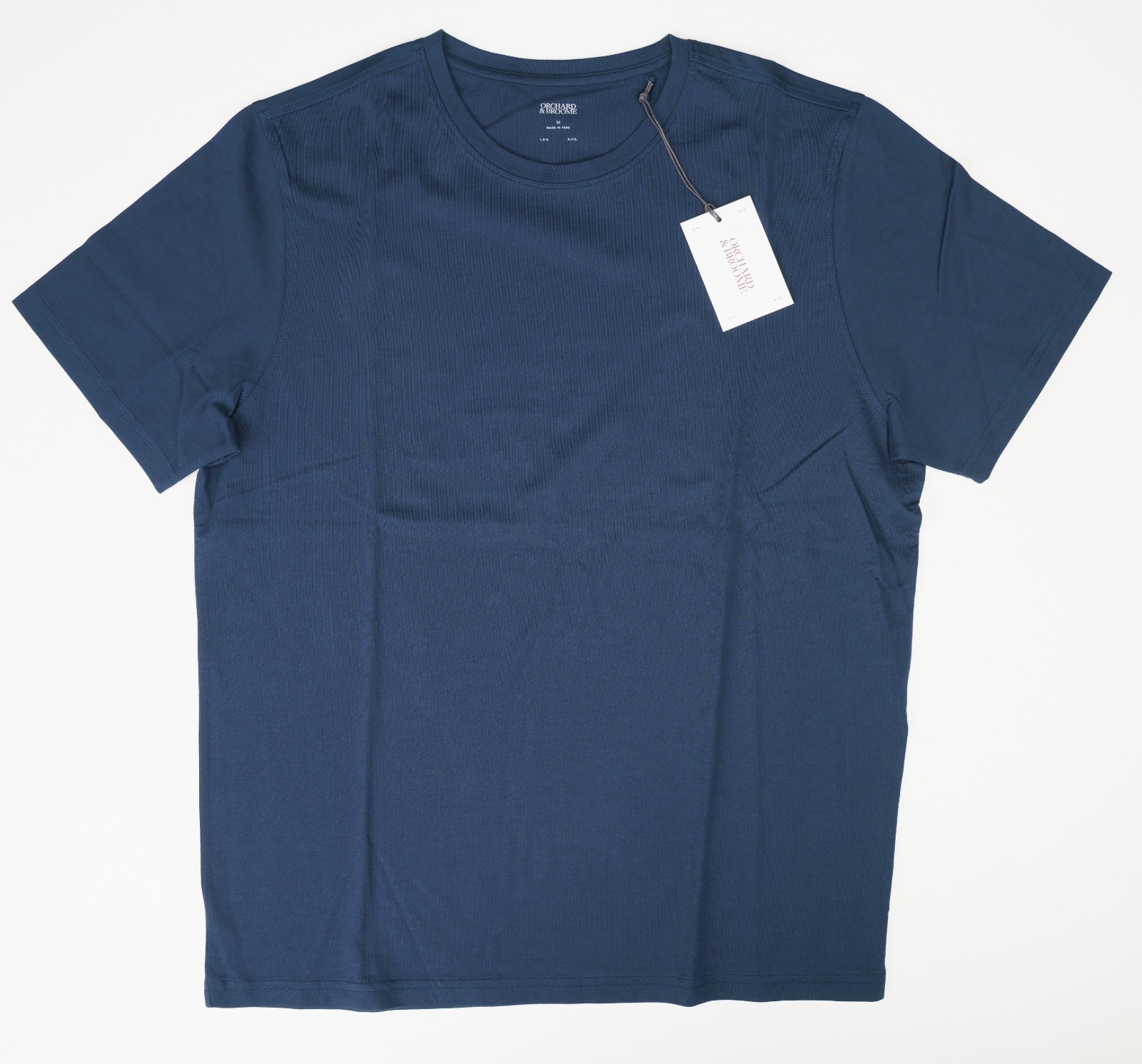 ORCHARD & BROOME Solid Blue T-Shirt Regular Fit Pima Stretch Lightweight M