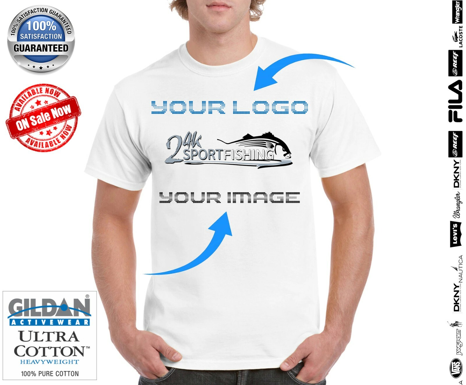 Custom Printed T-Shirts Gildan 100% Heavy 5.3oz Cotton S/M/L/XL