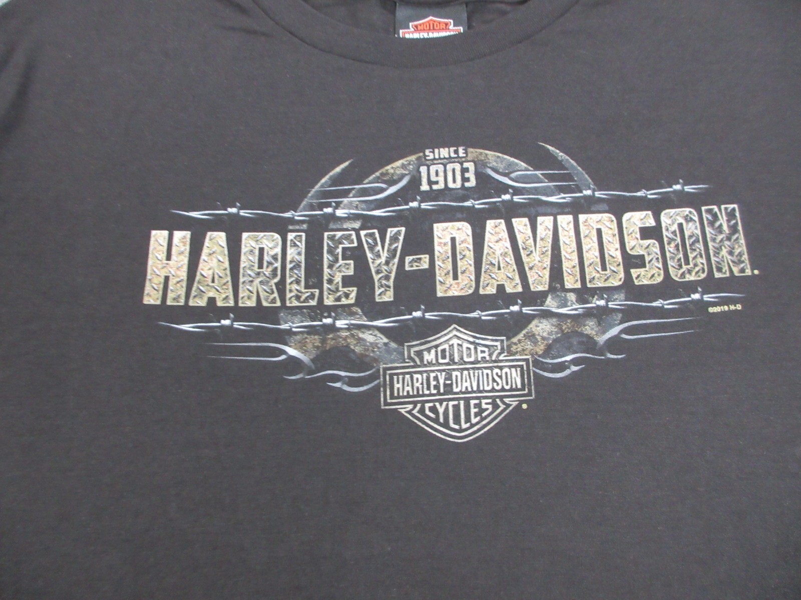 Harley Davidson Shirt Mens 2XL XXL Black Motorcycle Bike Biker Barbed Wire Logo