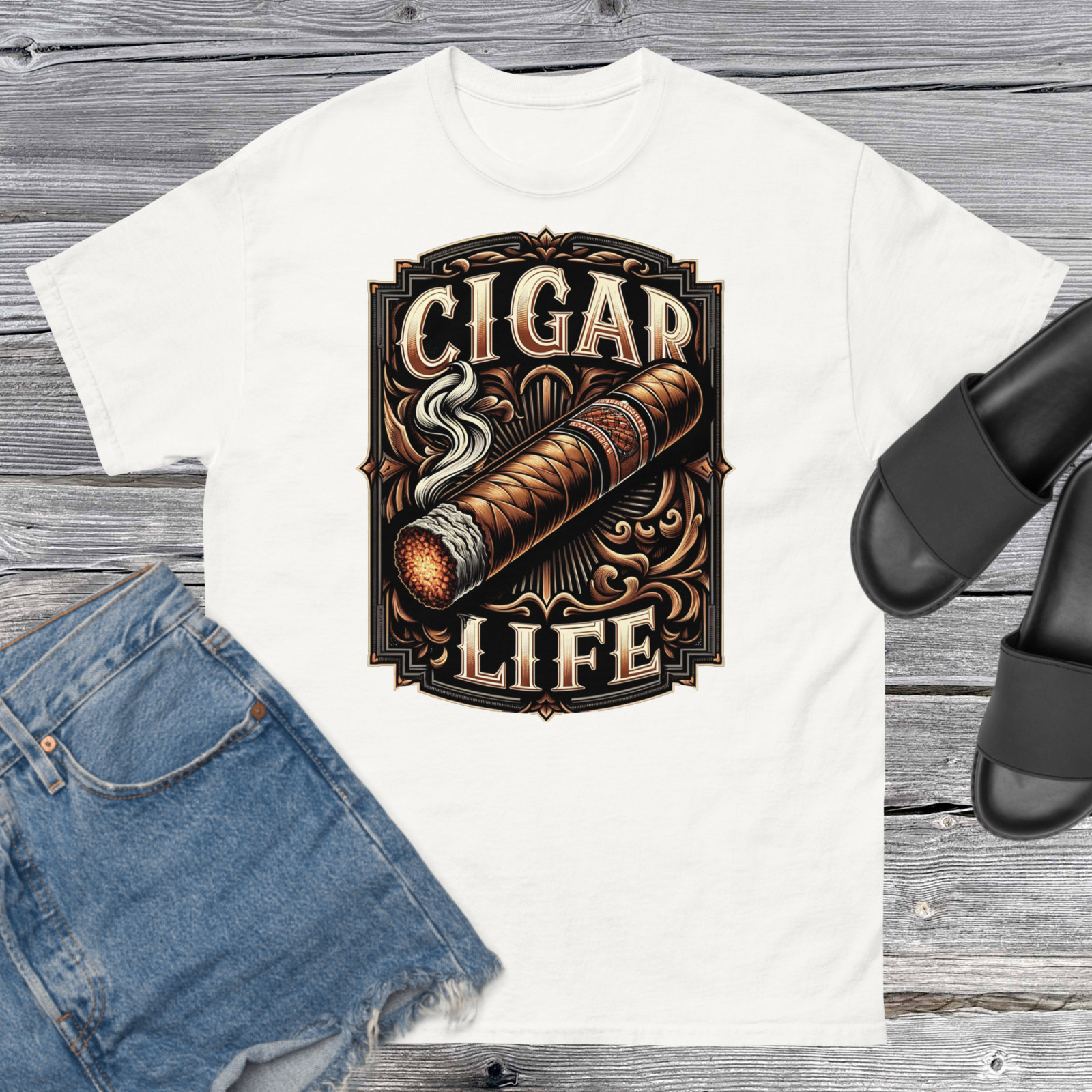Cigar Life Smoking Lifestyle Graphic Tee Shirt Big Tall Sm Pro Club Shaka RTP T