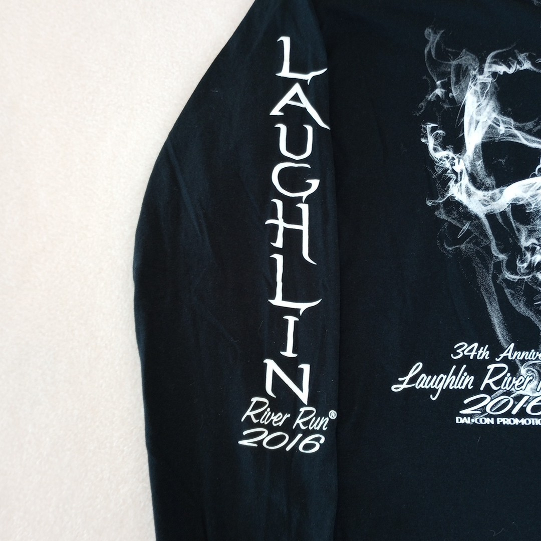 LAUGHLIN River Run 2016 34th Anniversary Motorcycles Black Long Sleeve Tshirt Lg