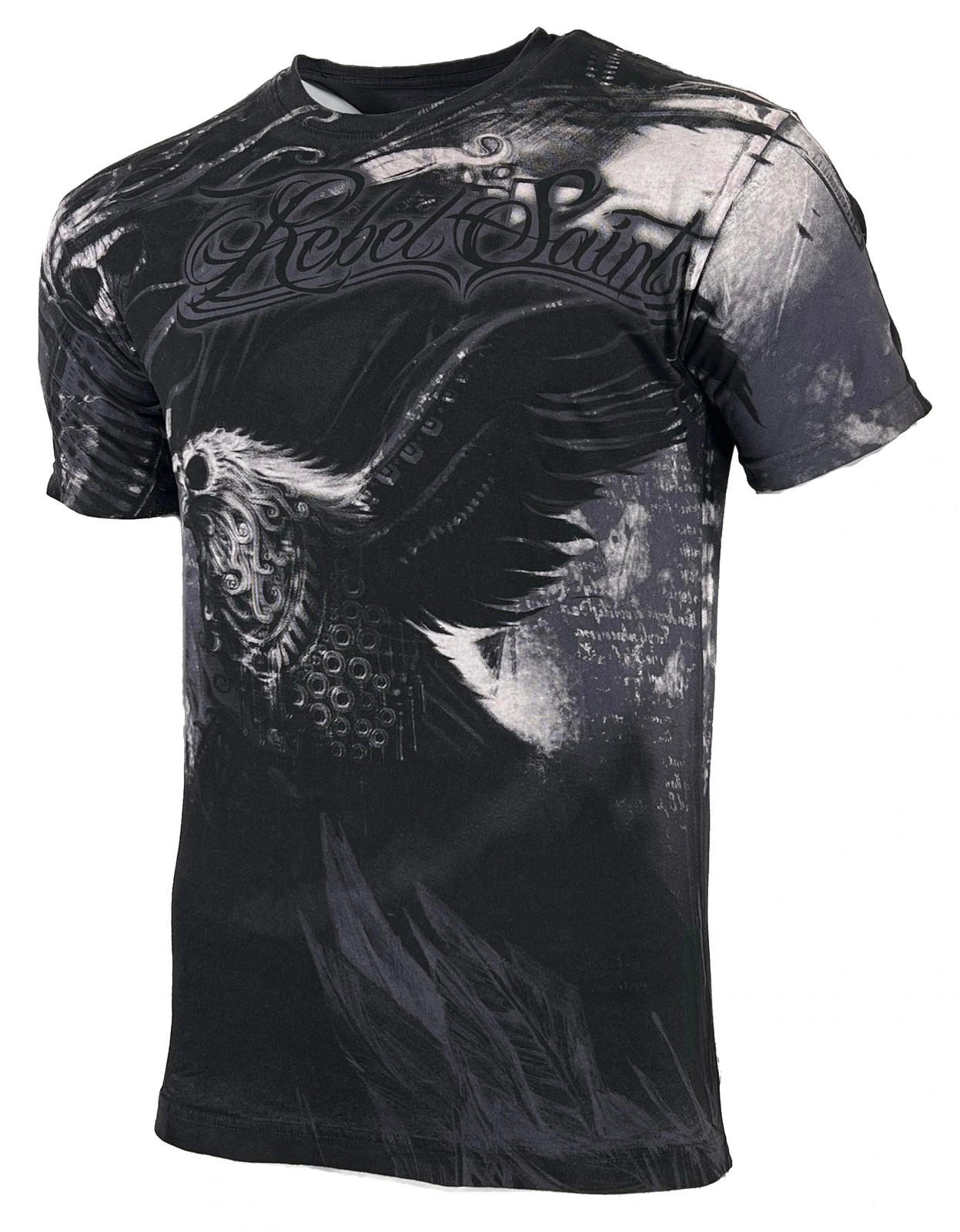 Rebel Saint By Affliction Men&rsquo;s T-shirt CARRIER Biker Skull Tattoo Biker S-5XL