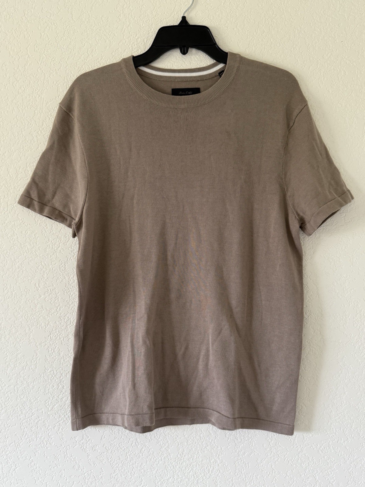 Porter & Ash Luxury Essential Men&rsquo;s Size M Taupe Viscose Blend Casual T-Shirt