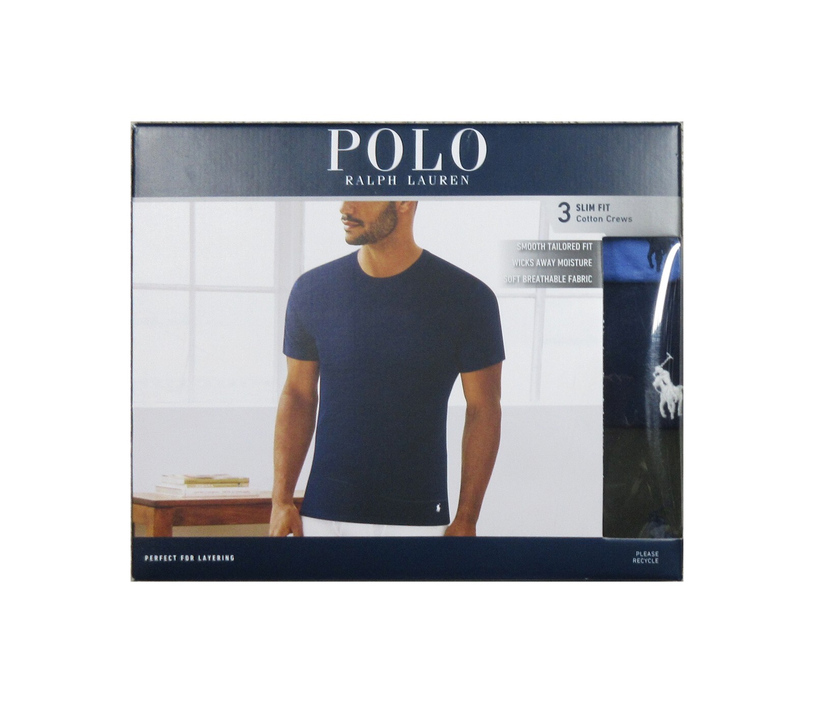 Polo Ralph Lauren Men&rsquo;s Blue-Navy-Green Slim Fit Crew-Neck 3 Pack T-Shirts