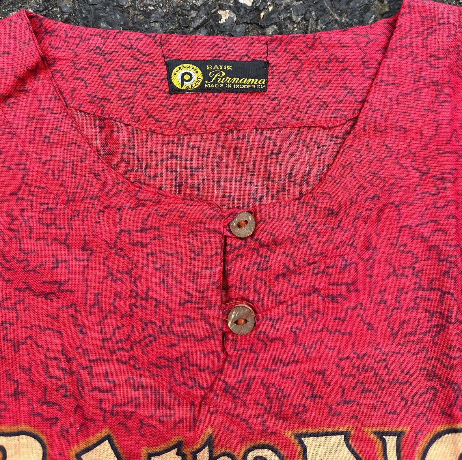 VTG Batik THE BARONG BALI Top LARGE TRADITIONAL Mythology Shirt INDONESIA RARE