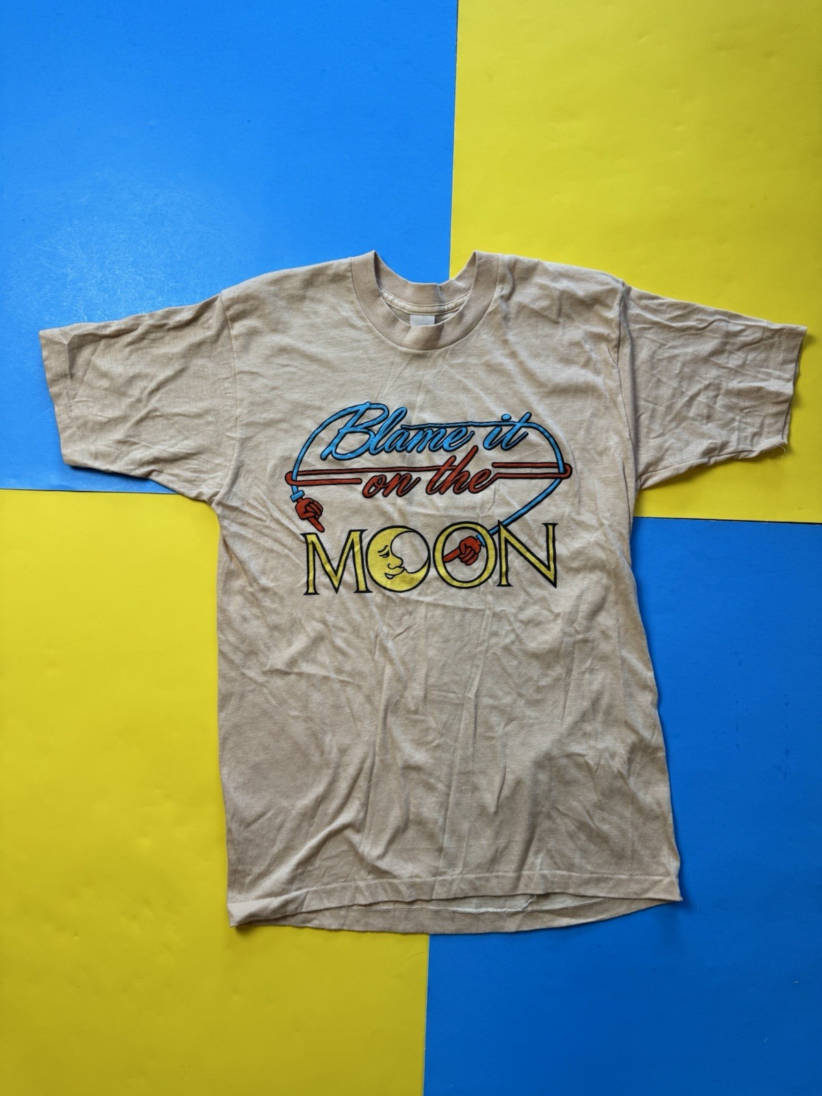 Vintage 70s Astrology Shirt Single Stitch Blame It On The Moon 50 50 Soft Large