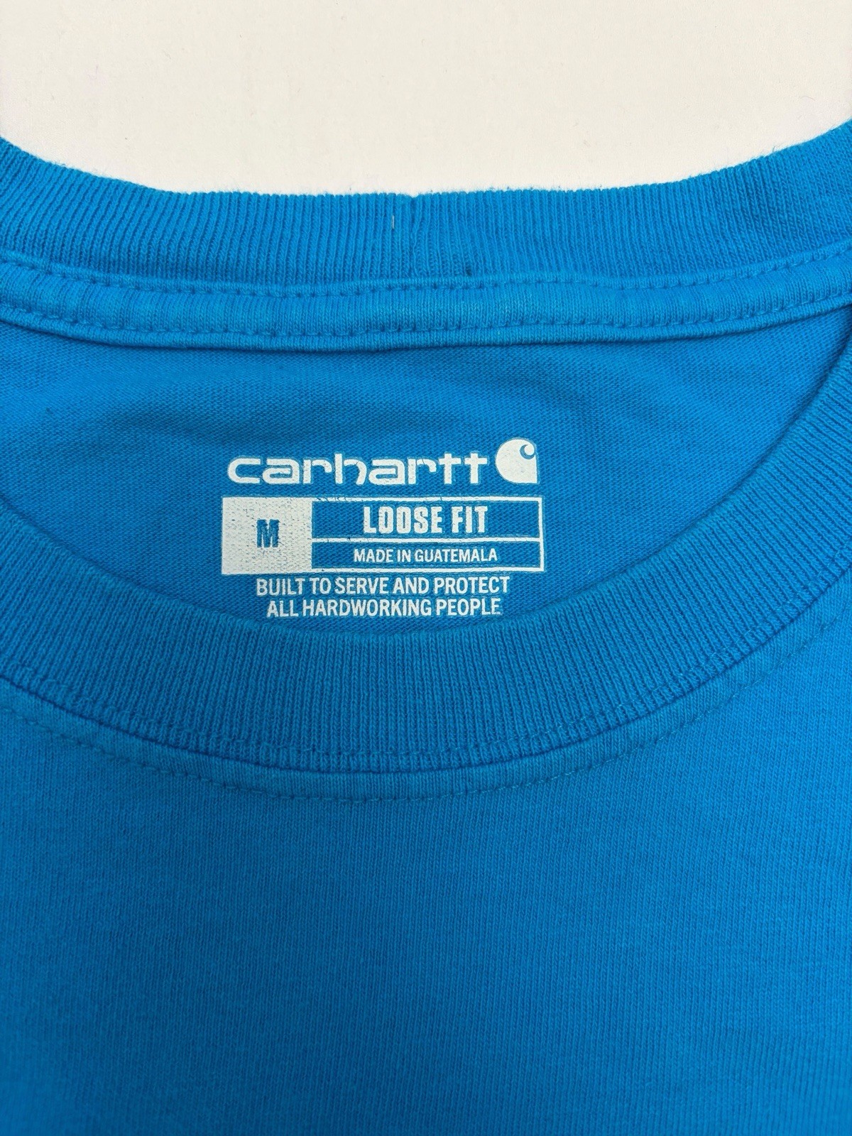 Carhartt Mens M Loose Fit Long Sleeve T-Shirt Blue Sleeve Logo K231 Workwear