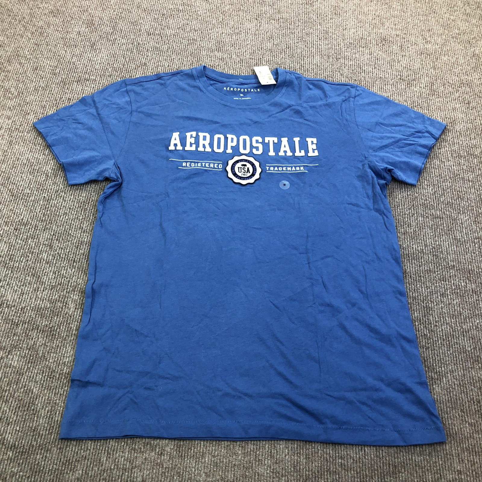 Aeropostale Shirt Mens Medium Blue USA Registered Trademark Graphic Tee Tagless