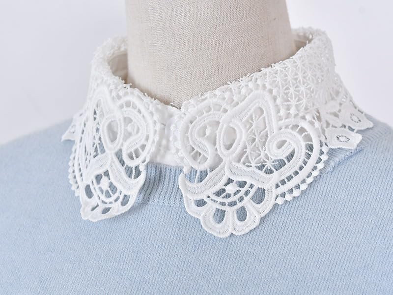 BEoneBEwin Fake Collar Detachable Dickey Collar, White Lace Collars Half Shir…