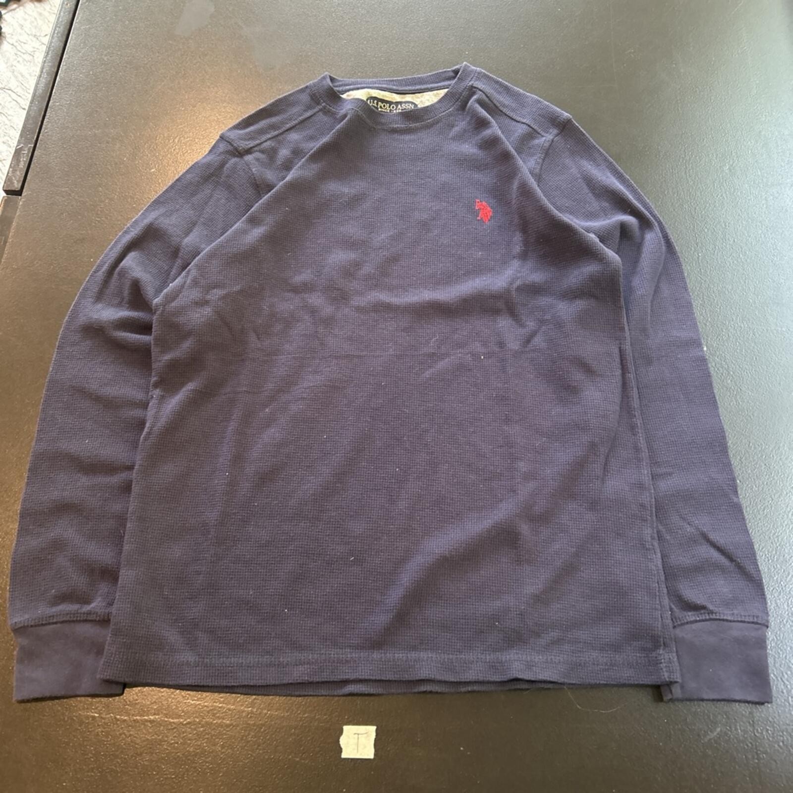 U.S. Polo Assn. Men&rsquo;s Navy Waffle Knit Long Sleeve Crewneck Shirt Size M