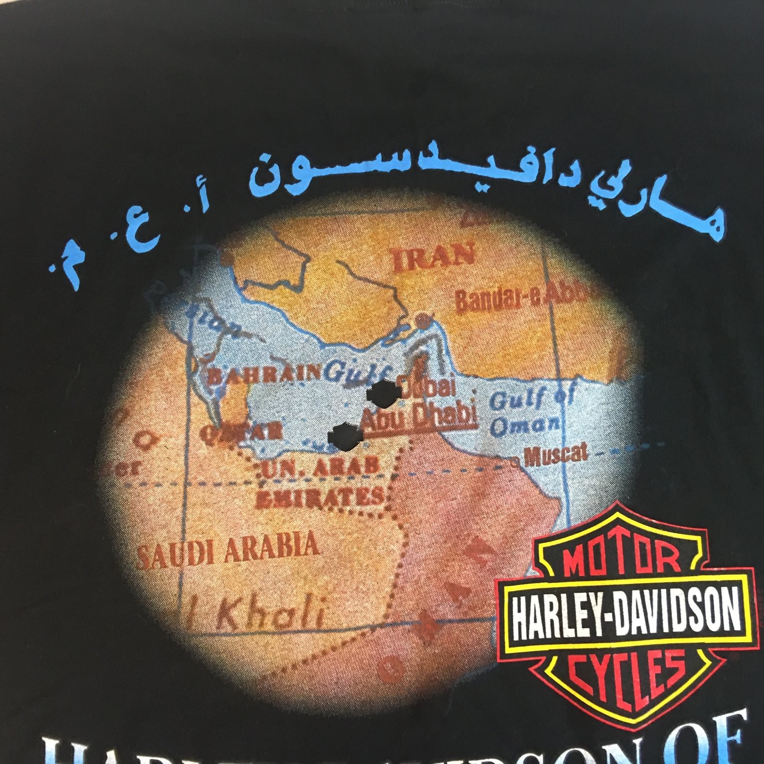 Harley-Davidson T-Shirt Men&rsquo;s Black 3XL Cotton UAE Map Graphic 2004