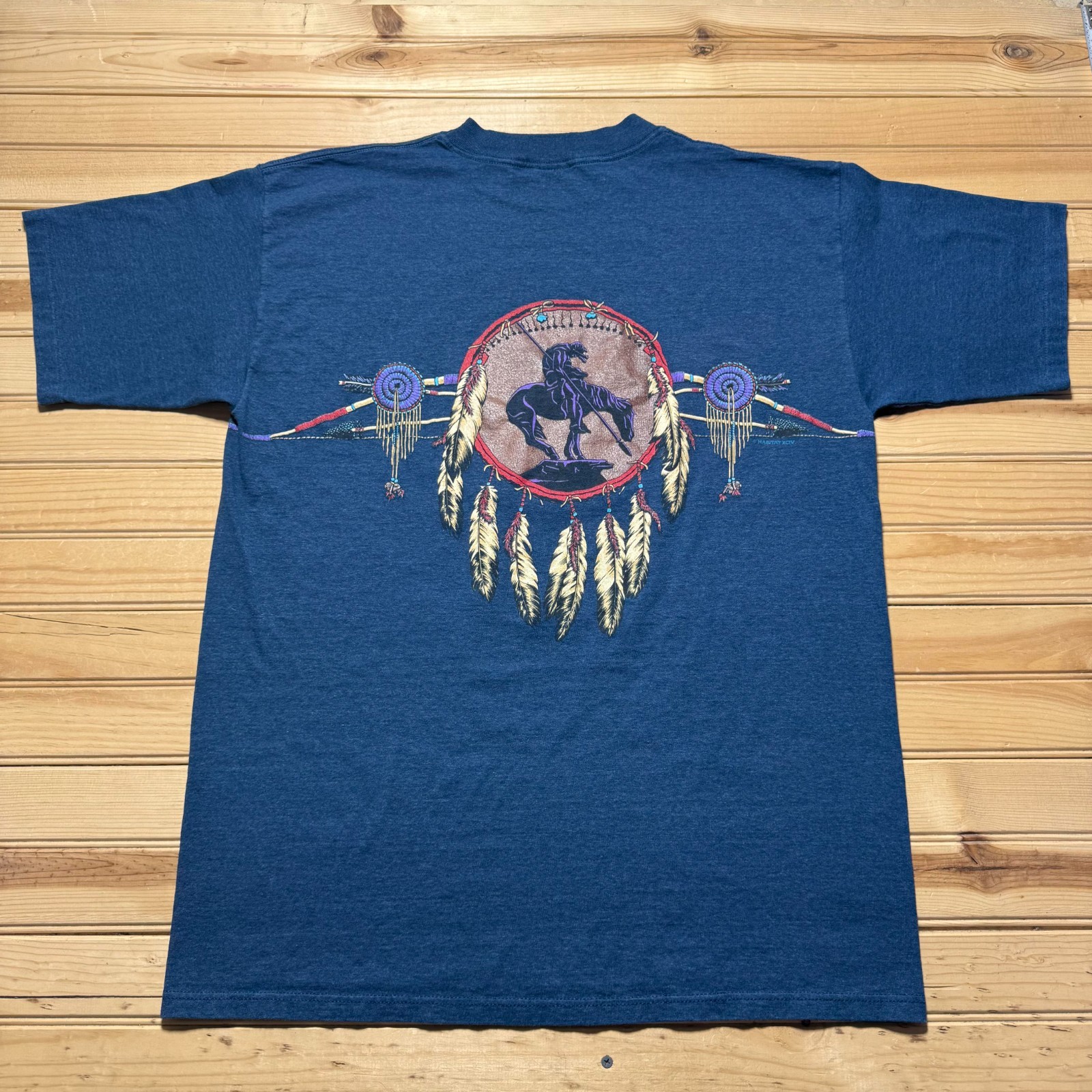 Vintage 1994 Native American Horse Rider Dream Catcher AOP T-Shirt USA Made – XL