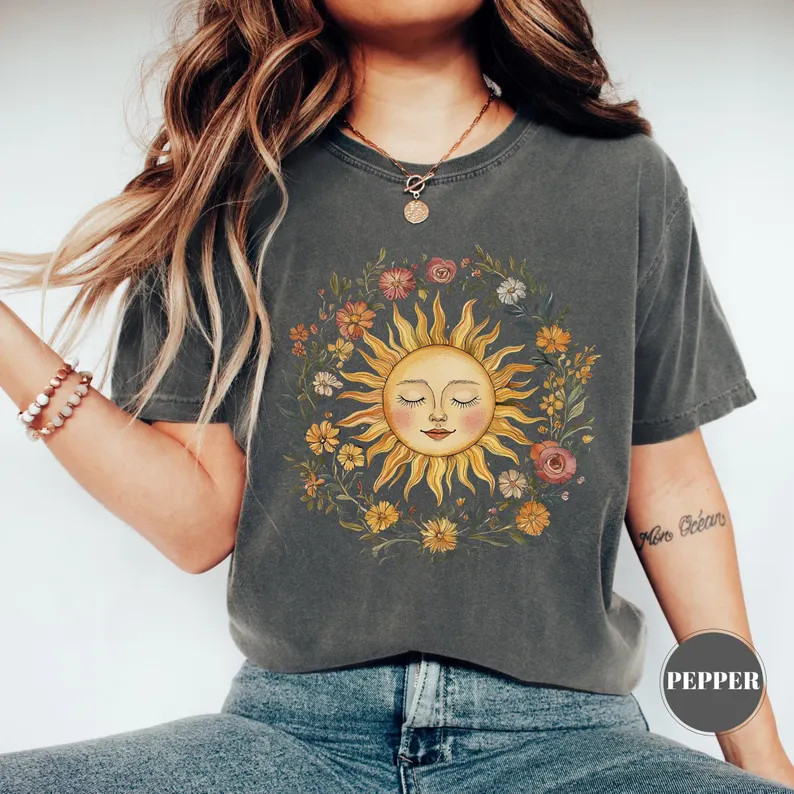 Boho Spiritual Sun Comfort Tee Bohemian Cute Relaxed Fit